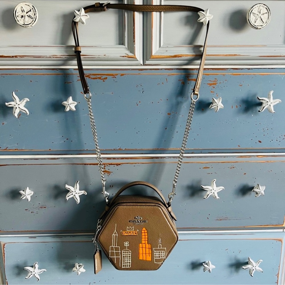 Coach X Jean Michel Basquiat Set - Mecca Hexagonal Xbody Bag & Matching Wristlet - Picture 6 of 16